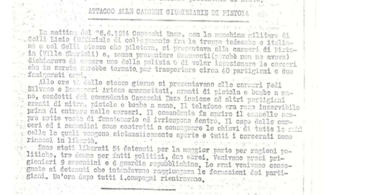 Relazione delle Squadre Franche Libertarie sull'evasione dalle Ville Sbertoli
